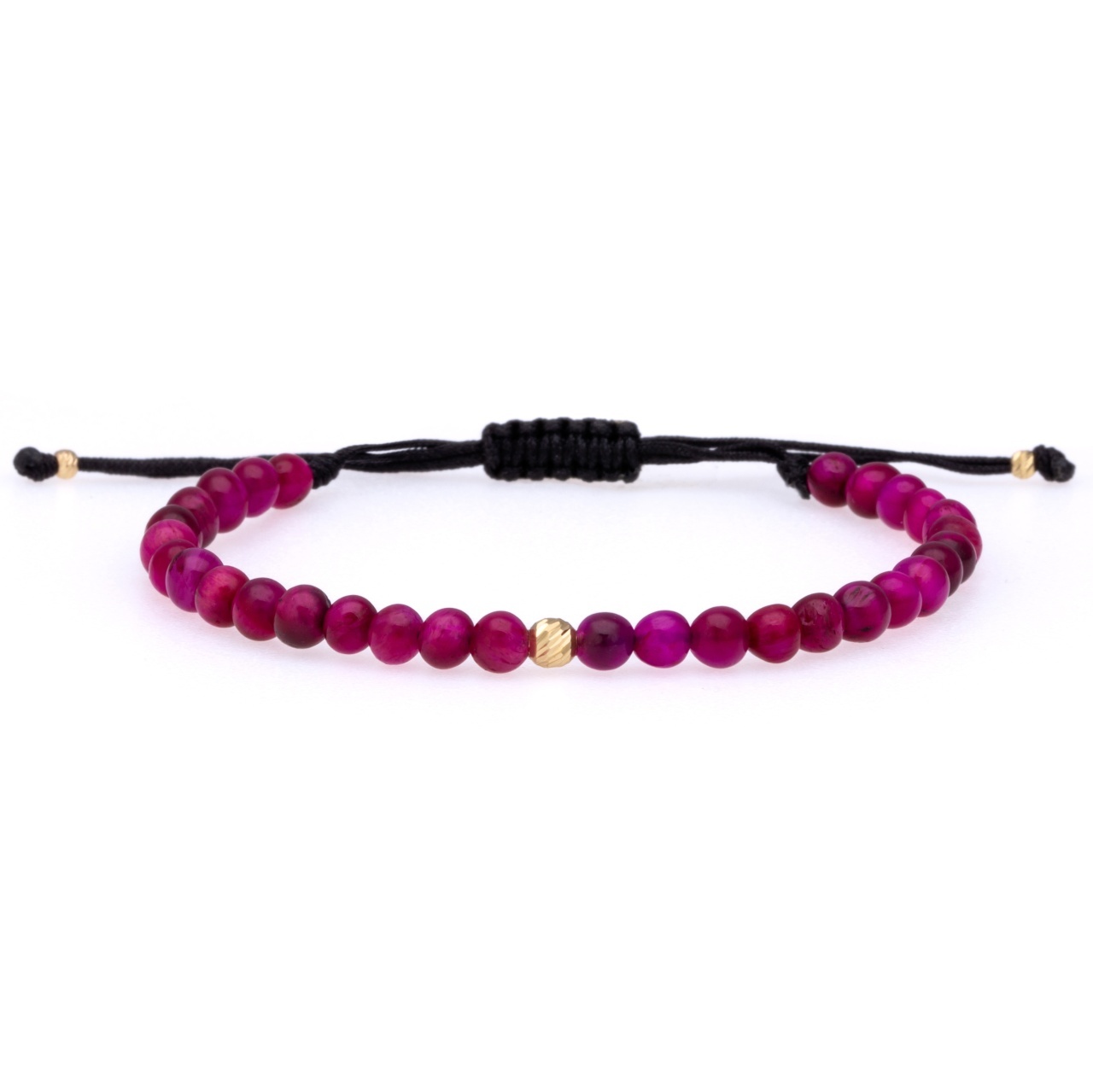 Brățara cu Agate Fuchsia si bila din aur 14K