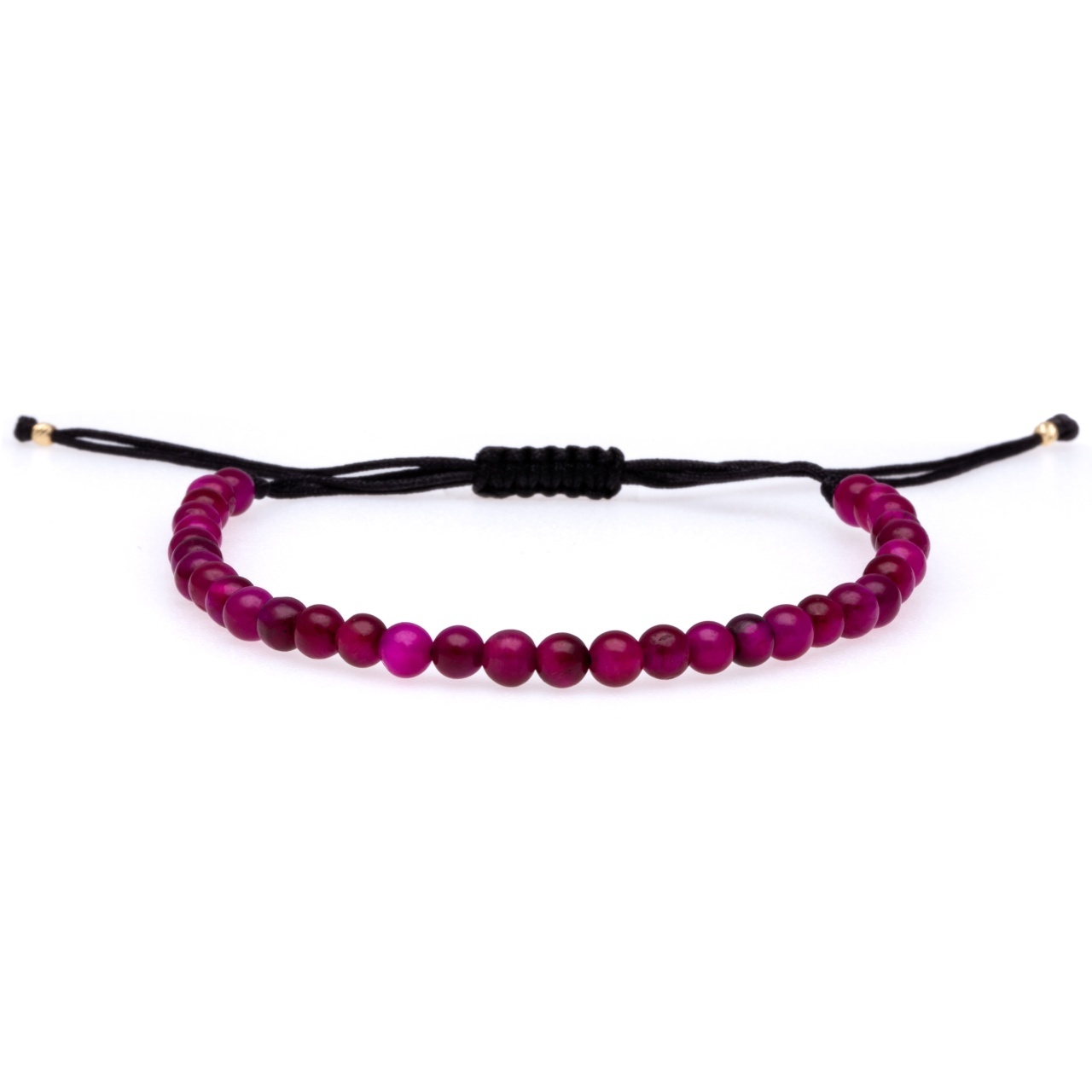 Brățara cu snur reglabil si Agate Fuchsia 4mm