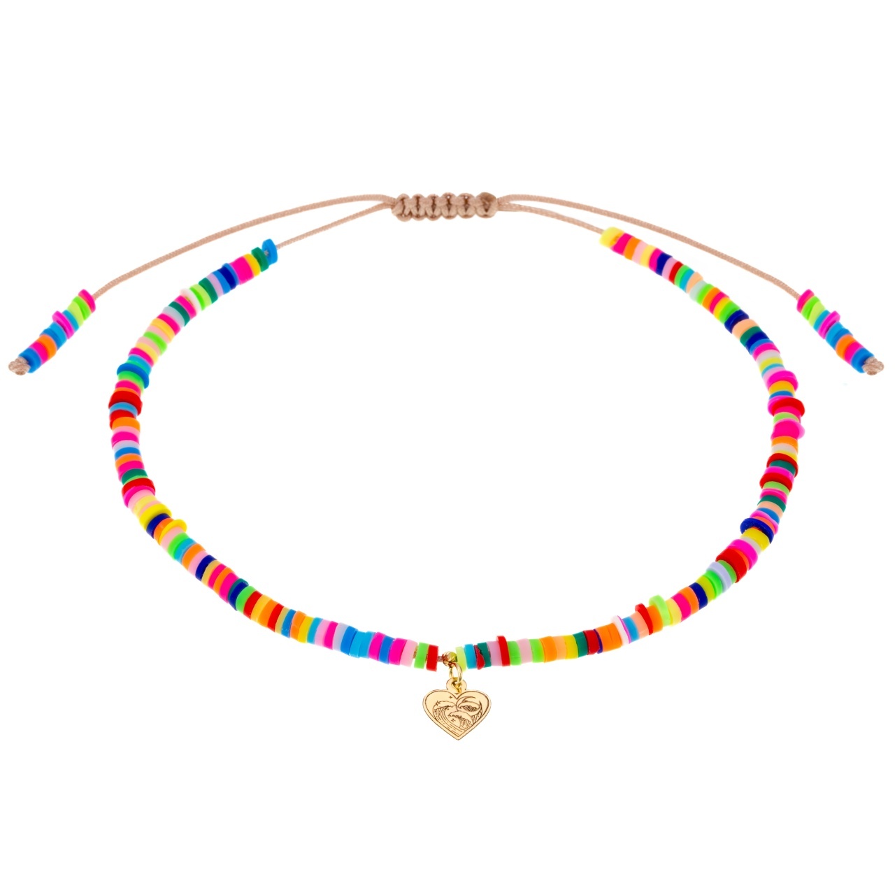 Brățară reglabila de picior waves cu pandantiv din aur 14k și mărgele fimo