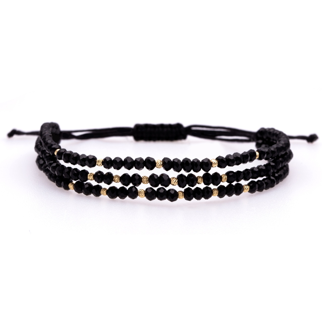Set 3 bratari in 1 cu cristale si 18 bilute din aur 14k