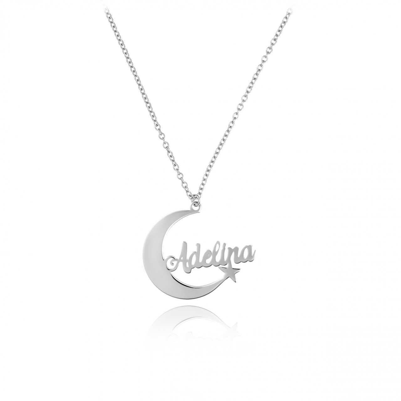 Colier romantic moon din argint 925 personalizat cu nume