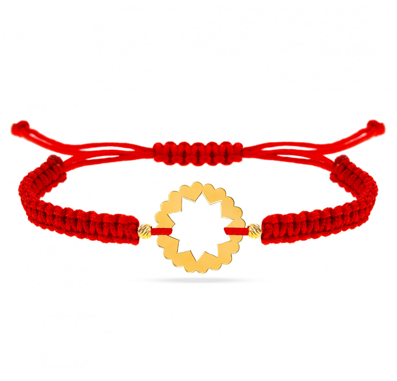 Bratara Circle of Love cu snur si inimioare din Aur 14k