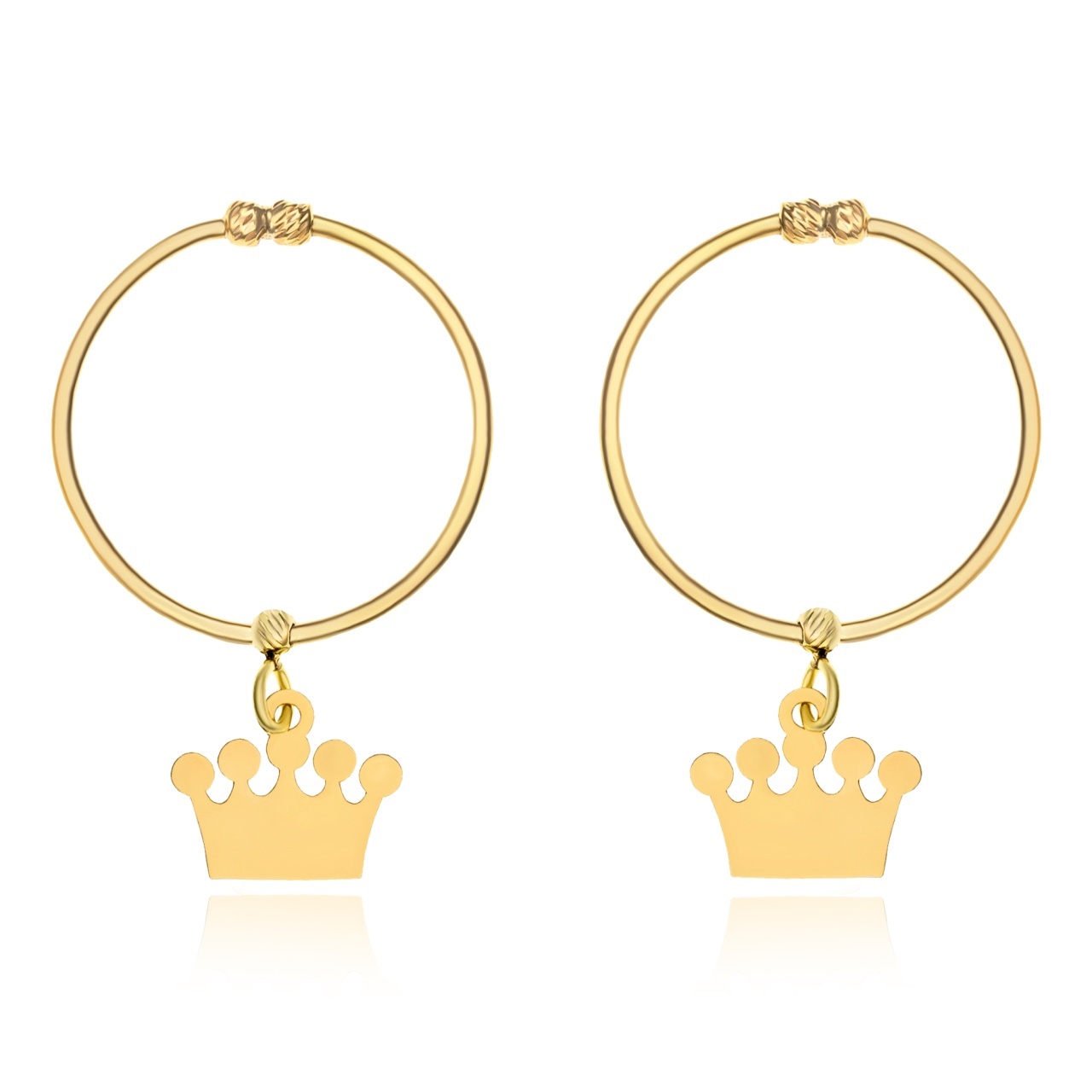 Cercei din aur 14k - Royal Crown 2cm
