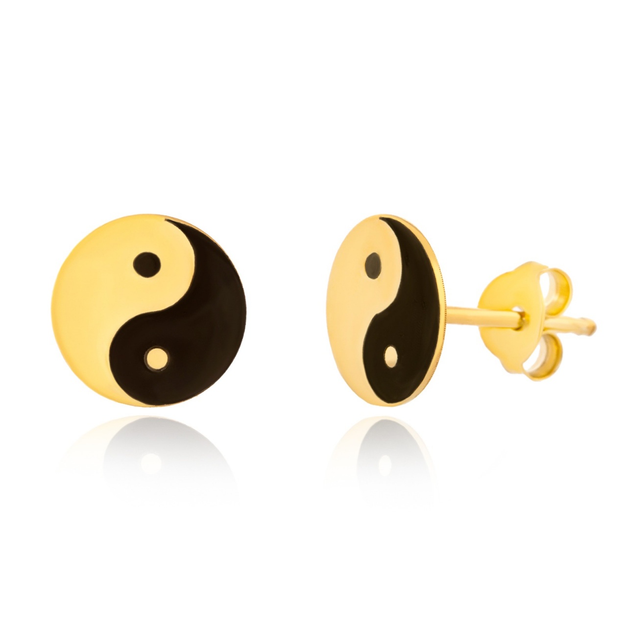 Cercei din aur 14k yin și yang