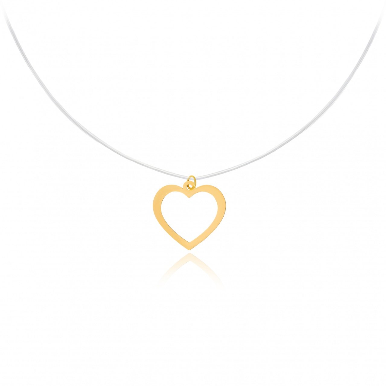 Colier Shape cu fir transparent si inimioara din Aur 14K