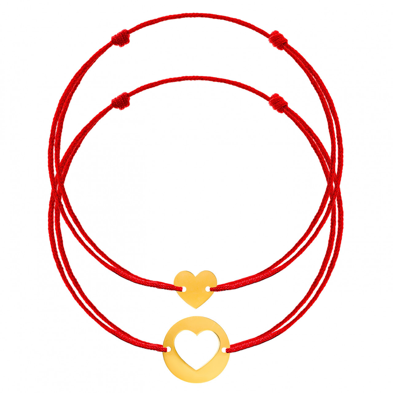 Set 2 Bratari Connection cu snur si pandantive din aur14k pentru mama si copil