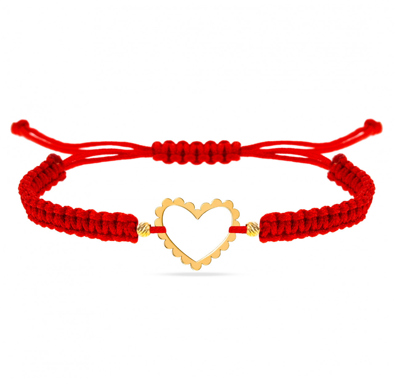 Bratara Hearts Pattern cu snur si inimioare din Aur 14k