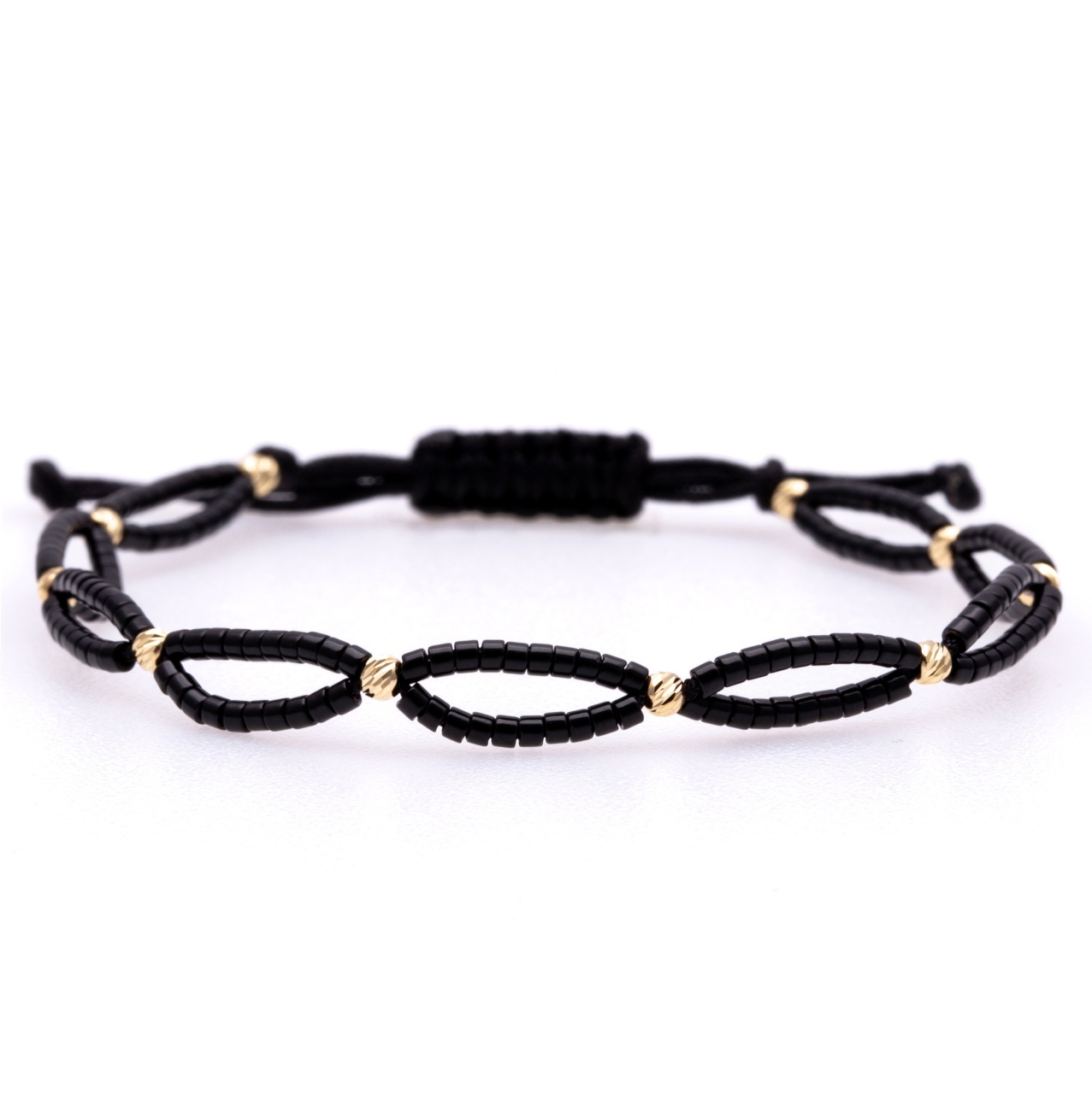 Bratara London cu margele miyuki si 10 bilute de 2.5mm din aur 14k