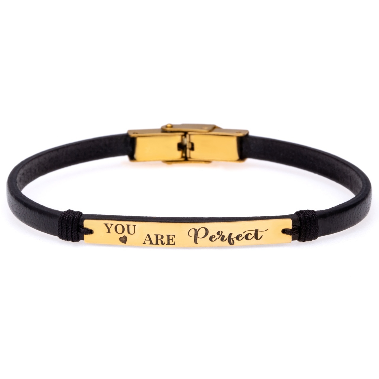 Brățară you are perfect din piele și aur 14k