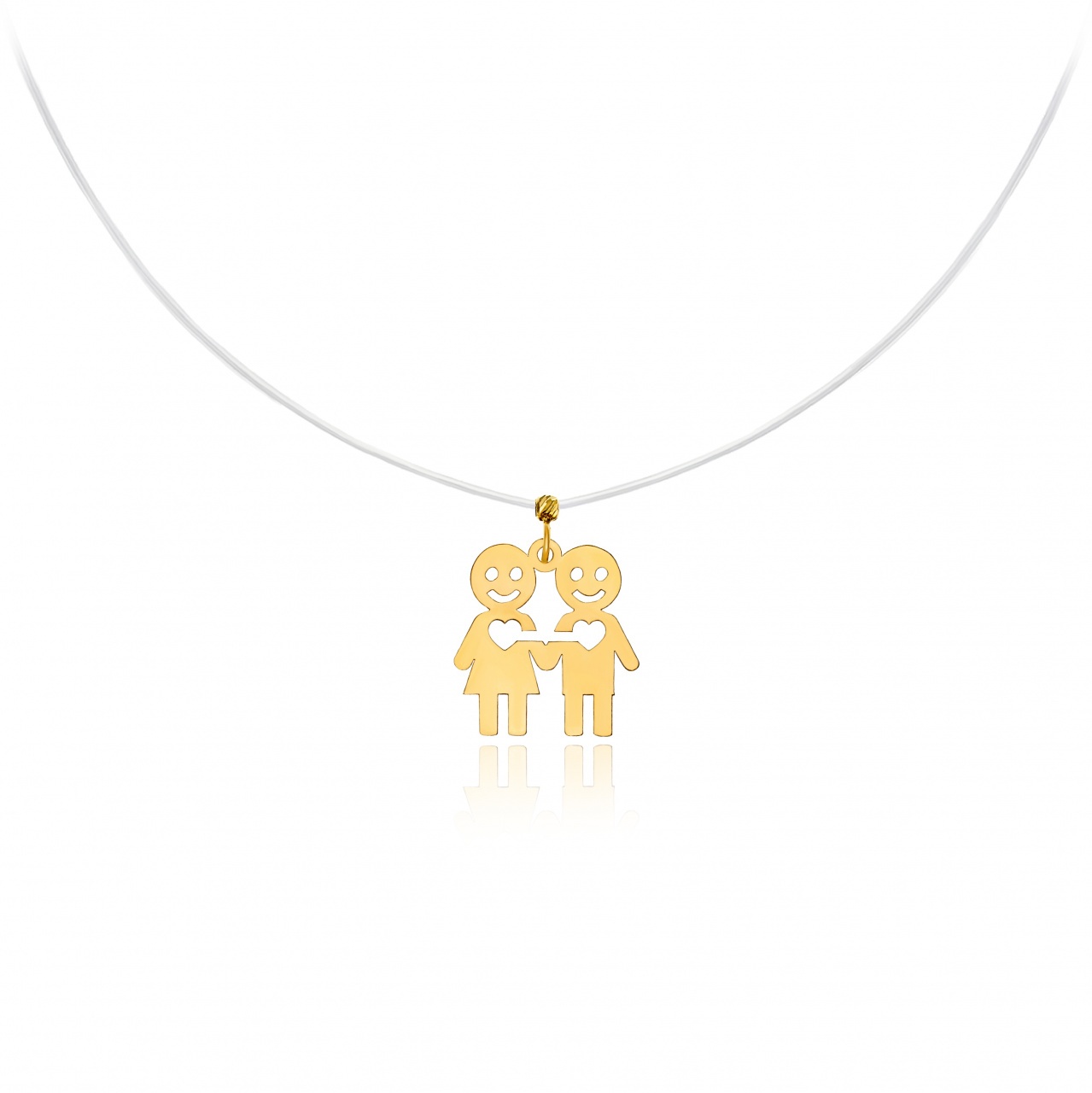 Colier Lovers cu fir transparent si pandantiv din Aur 14K