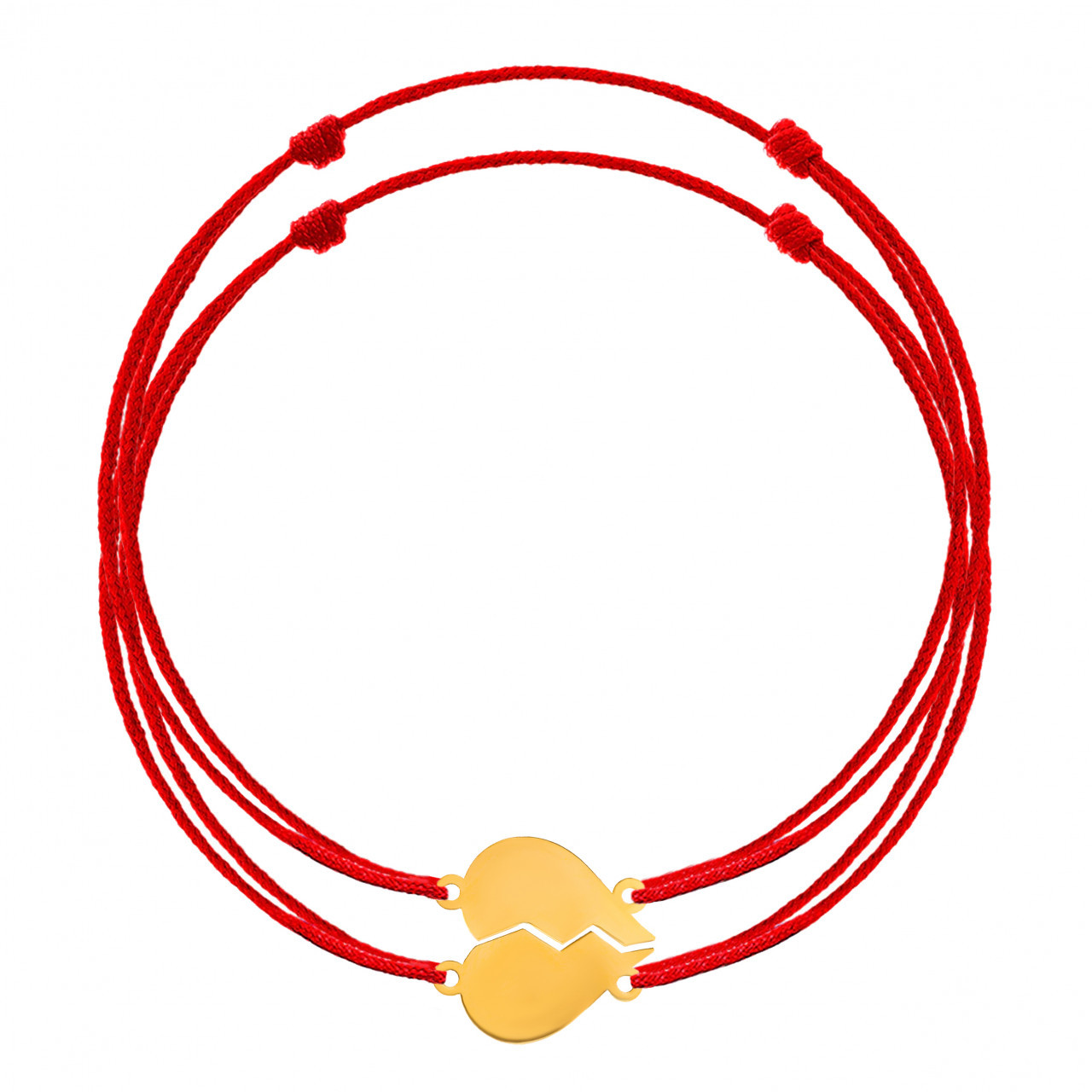 Set 2 Bratari cu snur pentru cupluri - inima din aur 14k