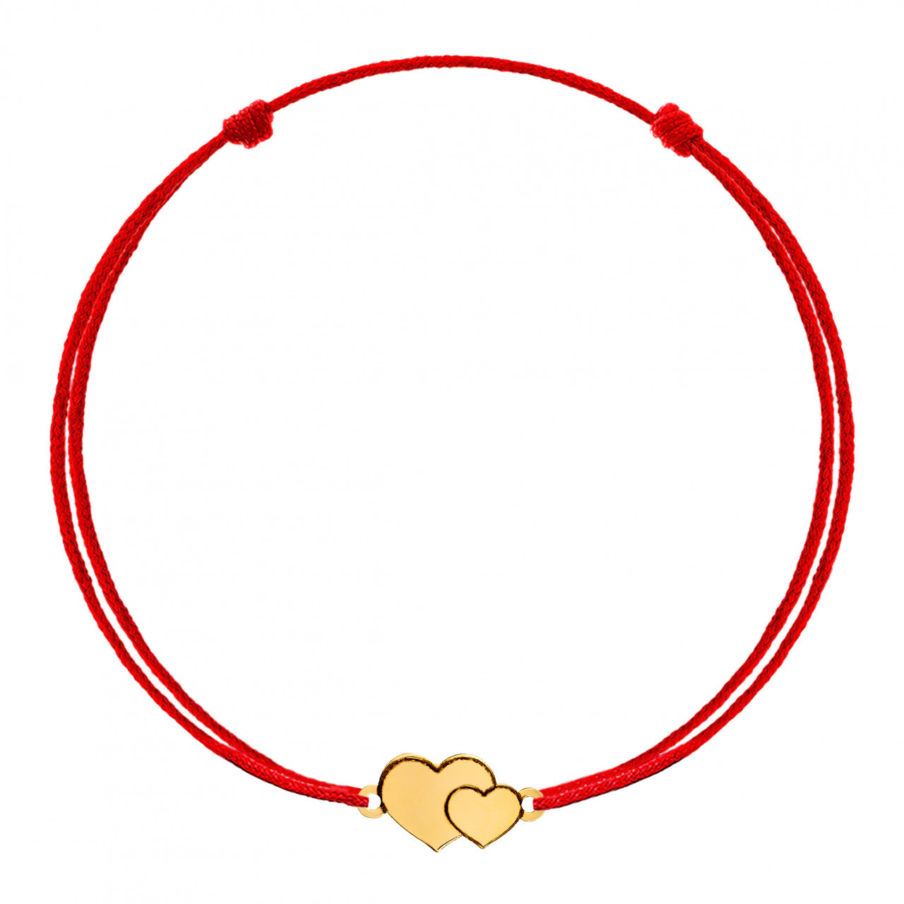 Bratara cu snur si inimioare duble personalizabile din aur 14k