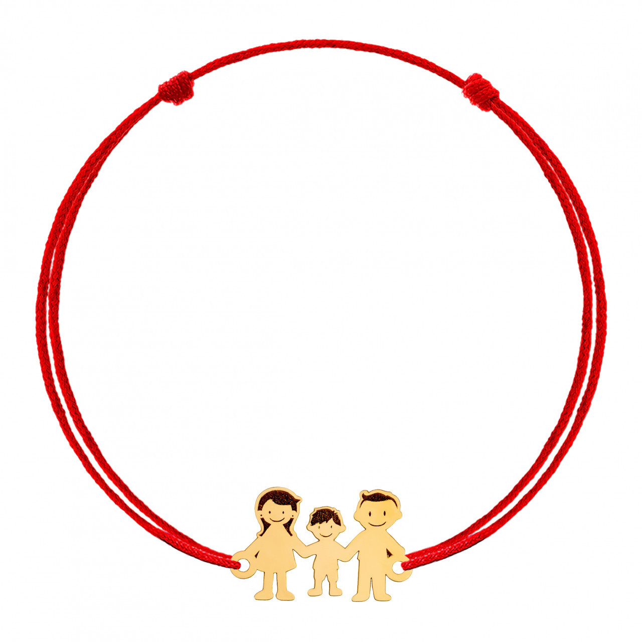 Bratara Familia cu snur si personaje din aur 14k