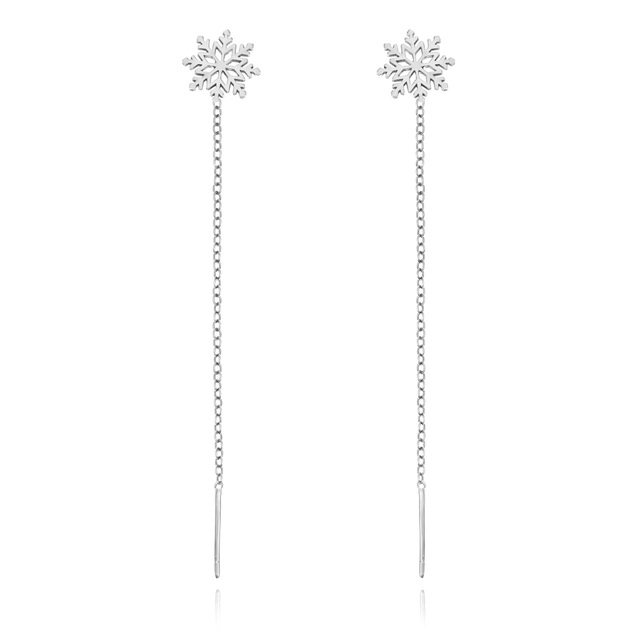 Cercei din Argint Fulg de Nea cu lantisor 5cm Winter Edition Special