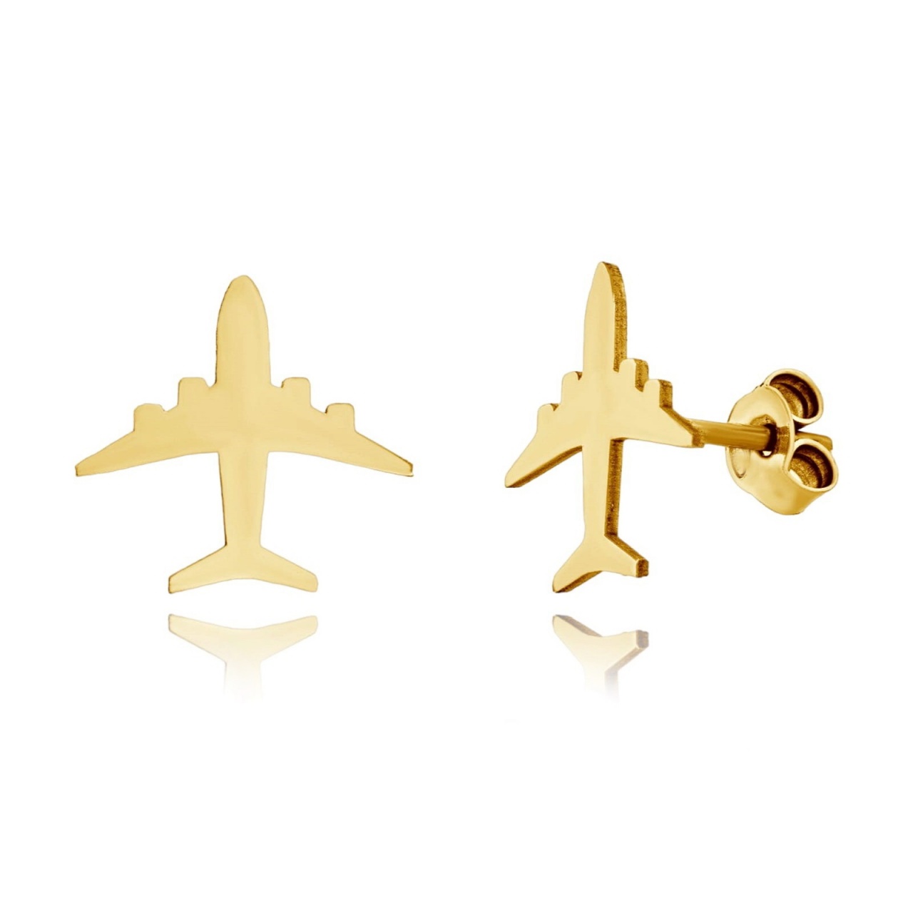 Cercei din aur 14k cu avion pentru stewardesa