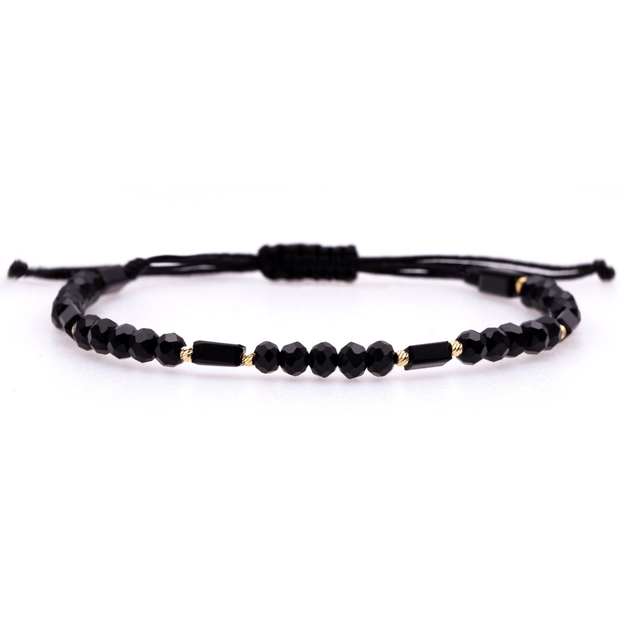 Bratara cu cristale si 10 bile de 2mm din Aur 14k Black Edition