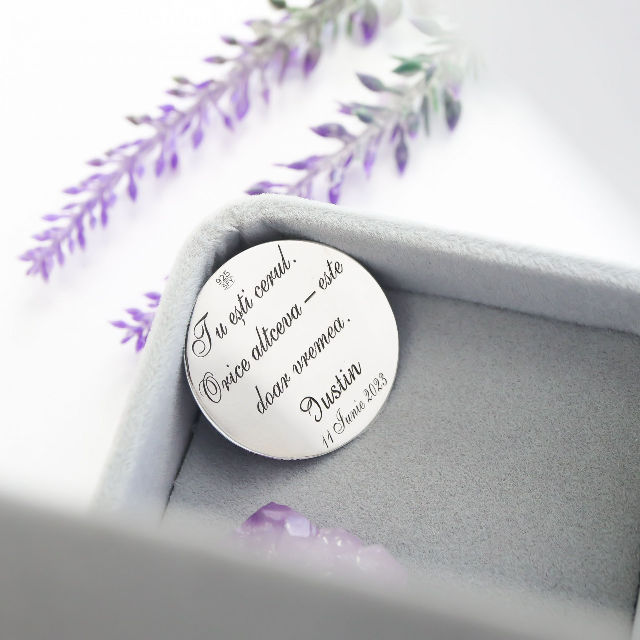 Moneda din argint 3cm - harta stelara la nastere