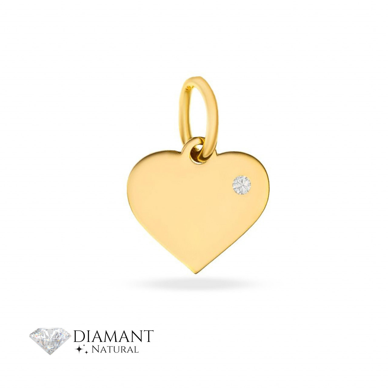 Pandantiv inimioara din aur 14k si diamant natural