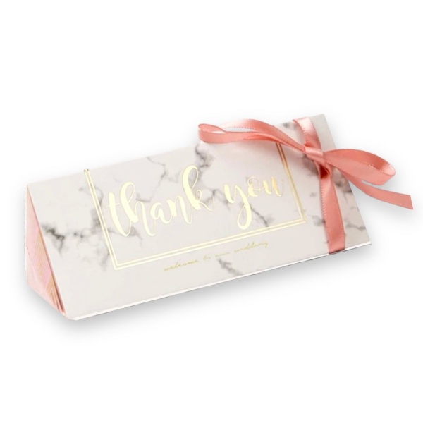 Set 3 cutii cu autoformare si panglica de satin inclusă, personalizate Thank You