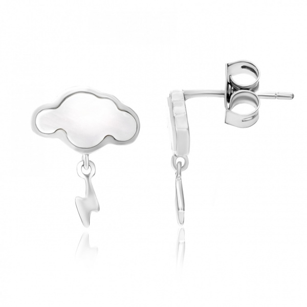 Cercei Little Clouds din argint 925 cu Sidef Alb 1.13g
