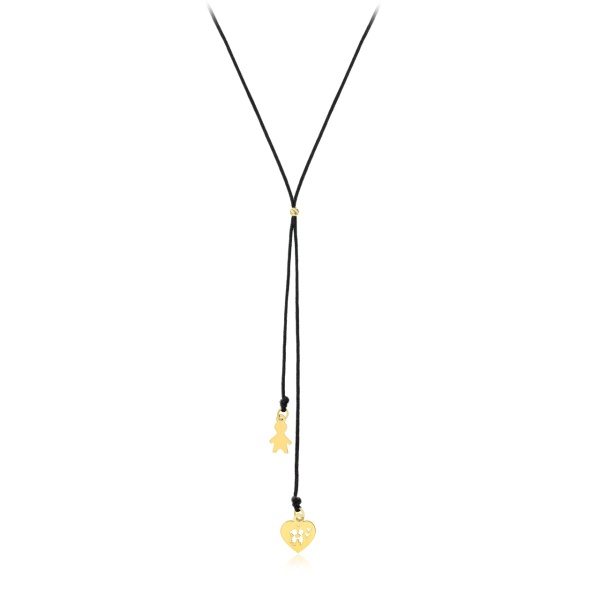 Choker Kiddo cu snur reglabil și elemente din Aur 14K