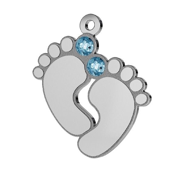 Link din argint - pentru colier - talpite bebe Pink Crystal