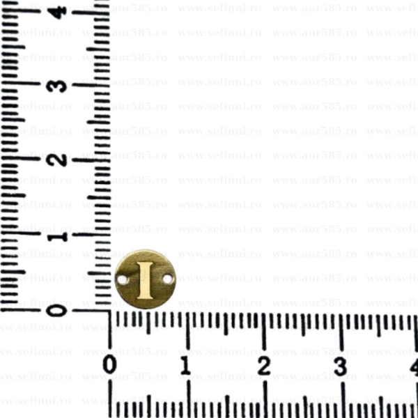 Link din aur 14k - pentru bratara - banut 8mm cu initiala 3D