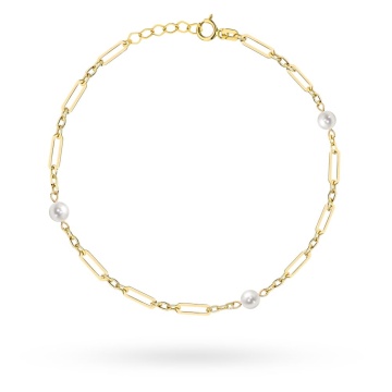 Brățară Aur 14K cu Zale Delicate și Perle Naturale