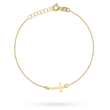 Brățară Delicată de Aur 14K cu Cruce - Img 2