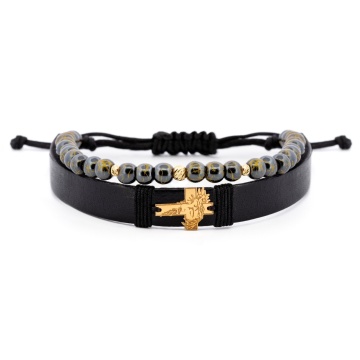 Bratara Divinium Premium din AUR 14K si Piele Naturală