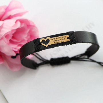 Bratara Esti sotul perfect! din AUR 14K si Piele Naturală - Img 3