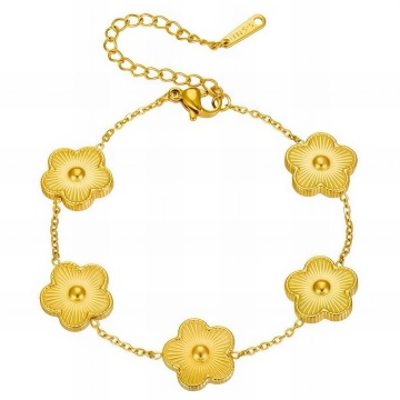 Bratara Flower Multi din Inox placata cu AUR 18K