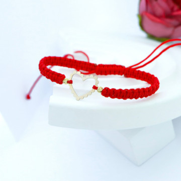Bratara Hearts Pattern cu snur si inimioare din Aur 14k - Img 3