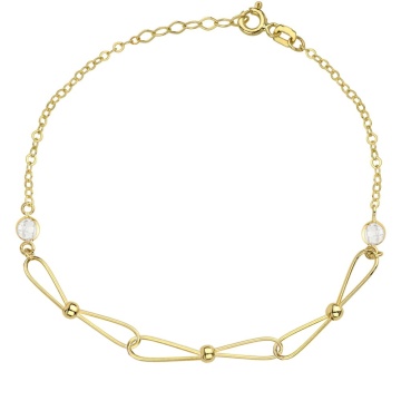 Bratara Lant cu Zale si Cristale- Aur 14k - Img 2