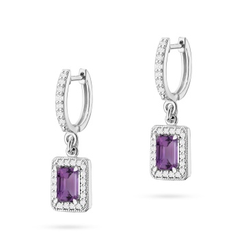 Cercei Aur 14K cu Ametist 0.50 ct si Diamante Naturale 0.34 ct - Img 3