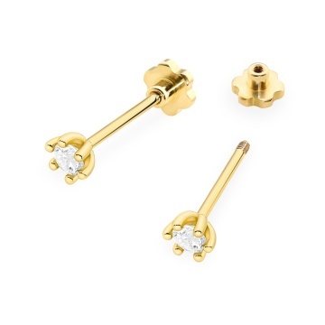 Cercei Aur 14K cu Diamant de Laborator 0.10 ct Filet cu Protectie - Img 2