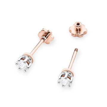 Cercei Aur 14K cu Diamant de Laborator 0.15 ct Filet cu Protectie - Img 4
