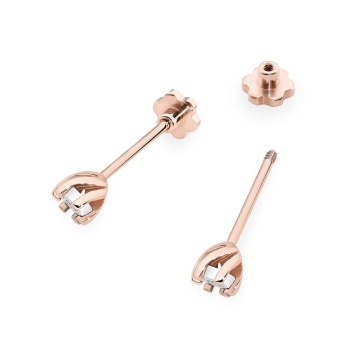 Cercei Aur 14K cu Diamant Natural 0.01 ct Filet cu Protectie - Img 4