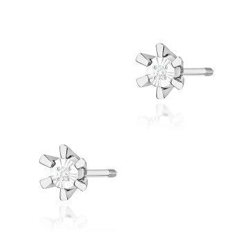 Cercei Aur 14K cu Diamant Natural 0.01 ct Filet cu Protectie - Img 4