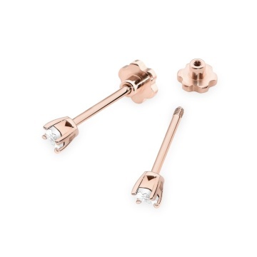 Cercei Aur 14K cu Diamant Natural 0.01 ct Filet cu Protectie - Img 6