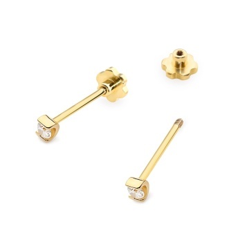 Cercei Aur 14K cu Diamant Natural 0.04 ct Filet cu Protectie - Img 2