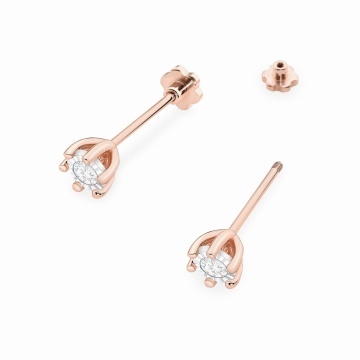 Cercei Aur 14K cu Diamant Natural 0.08 ct Filet cu Protectie - Img 4