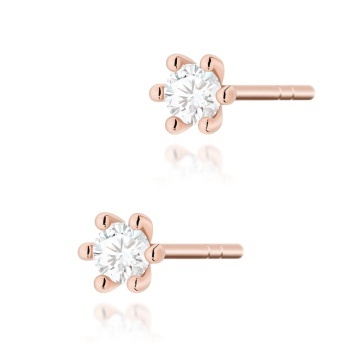 Cercei Aur 14K cu Diamant Natural 0.08 ct Filet cu Protectie - Img 4