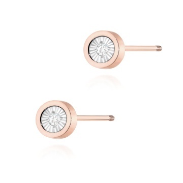 Cercei Aur 14K cu Diamant Natural 0.08 ct Filet cu Protectie - Img 7
