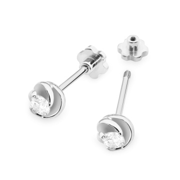 Cercei Aur 14K cu Diamant Natural 0.08 ct Filet cu Protectie - Img 5