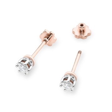 Cercei Aur 14K cu Diamant Natural 0.15 ct Filet cu Protectie - Img 4