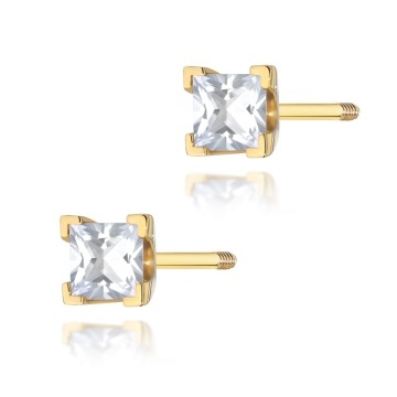 Cercei Aur 14K cu Diamant Natural 0.15 ct Filet cu Protectie