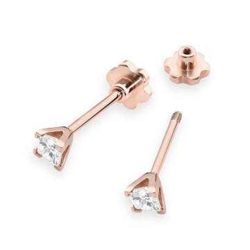 Cercei Aur 14K cu Diamant Natural 0.15 ct Filet cu Protectie - Img 6