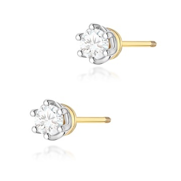 Cercei Aur 14K cu Diamant Natural 0.40 ct Filet cu Protectie