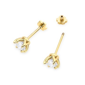 Cercei Aur 14K cu Diamant Natural 0.70 ct Filet cu Protectie - Img 2